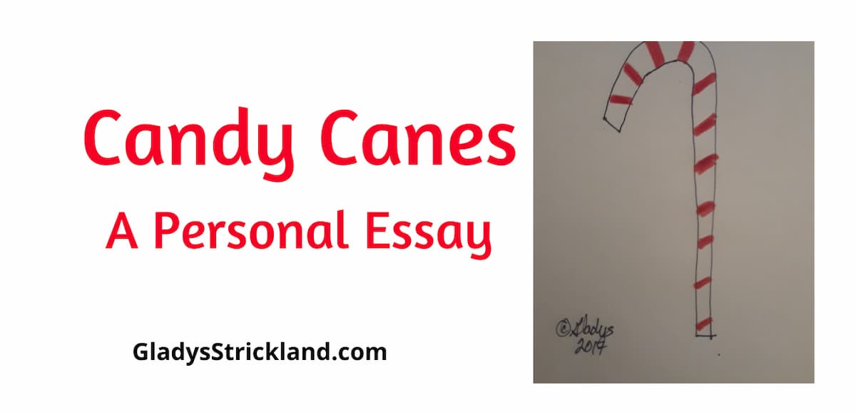 Candy canes, a personal essay with image of hand-drawn candy cane.