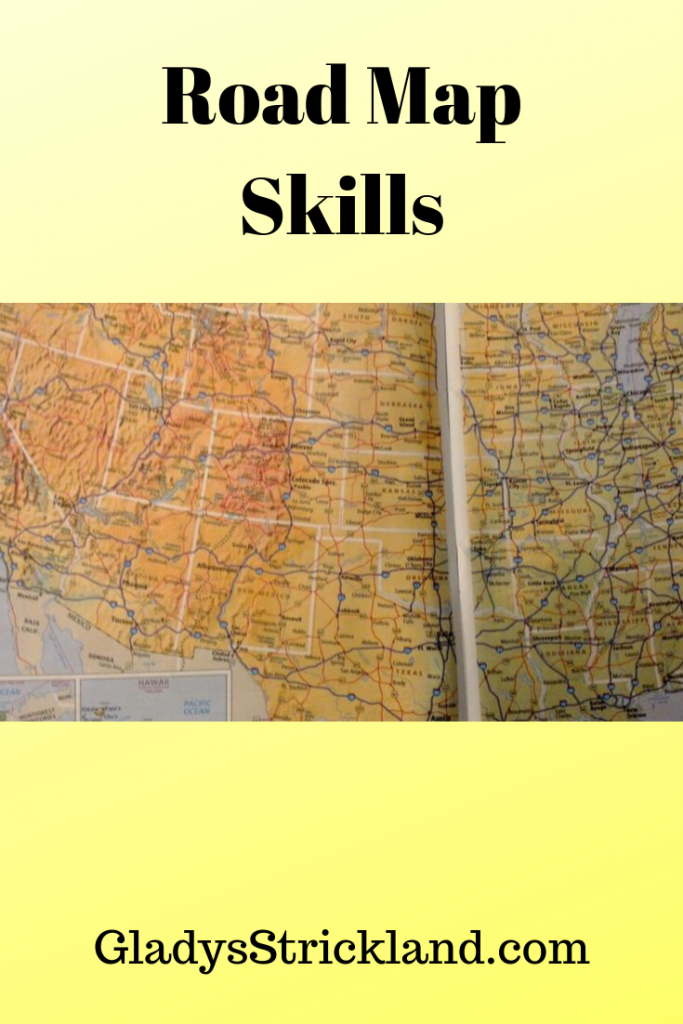 Road Map Skills, paper map of the United States, GladysStrickland.com