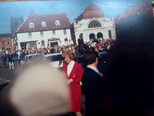 HRH Diana, Princess of Wales on a walkabout through Beverley Market